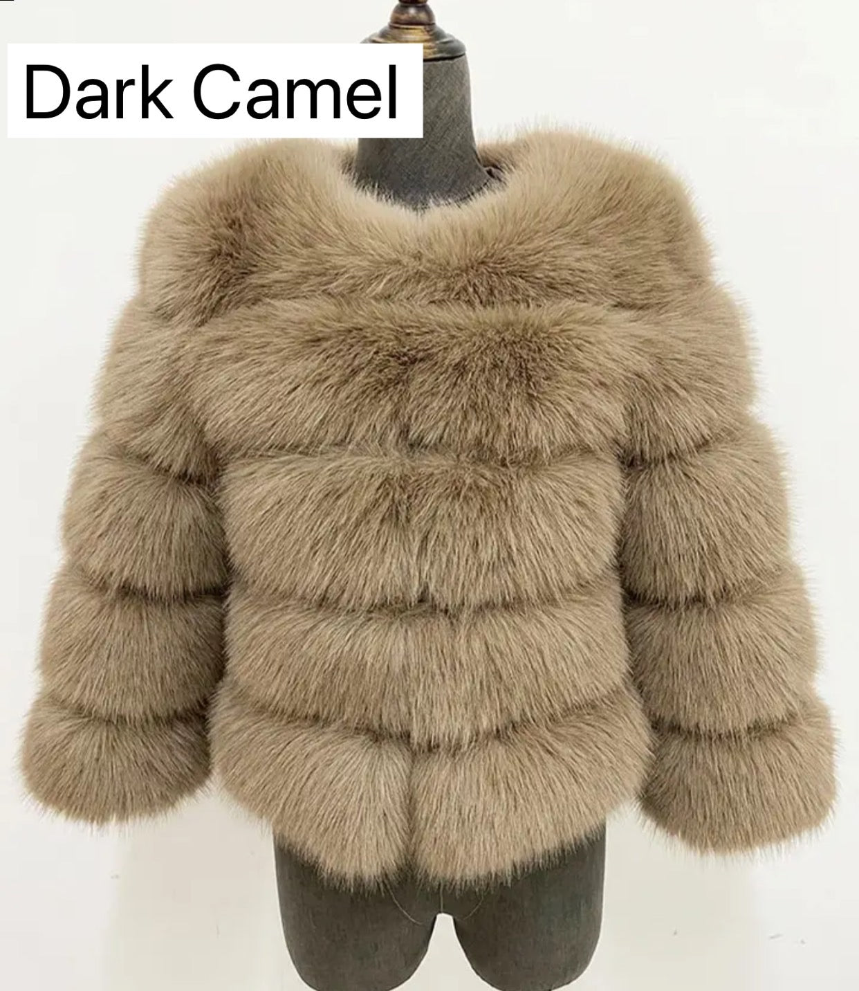 DARK CAMEL FAUX FUR COAT🎀