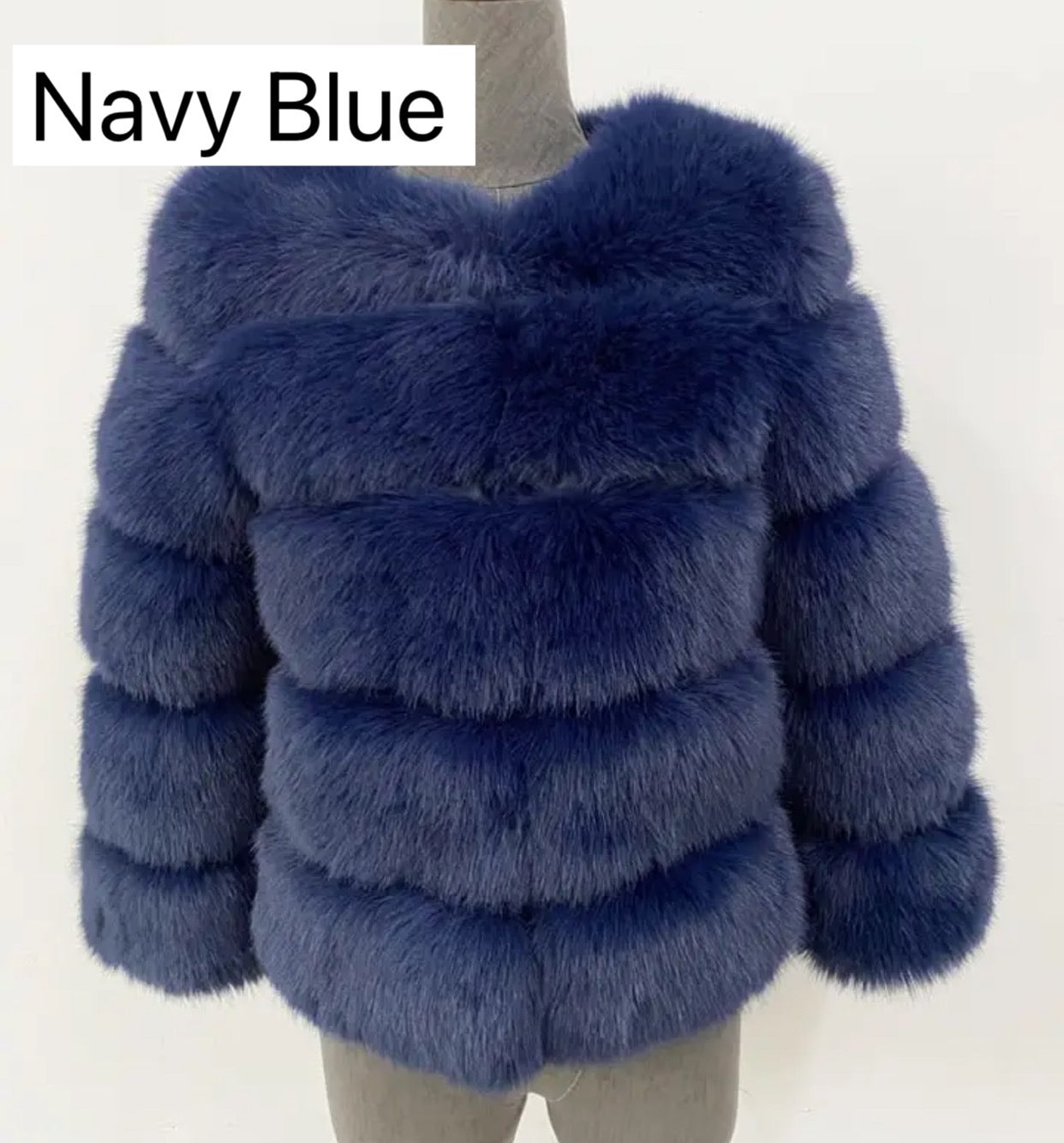 NAVY BLUE FAUX FUR COAT🎀