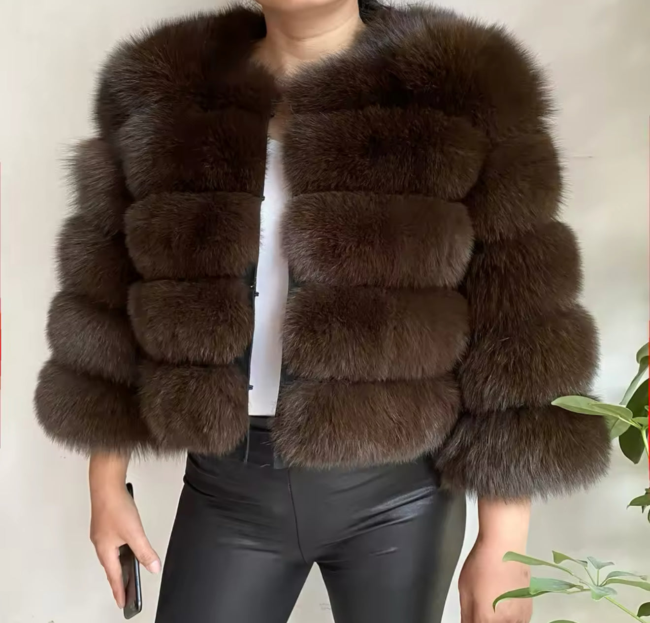 BROWN FOX FUR COAT
