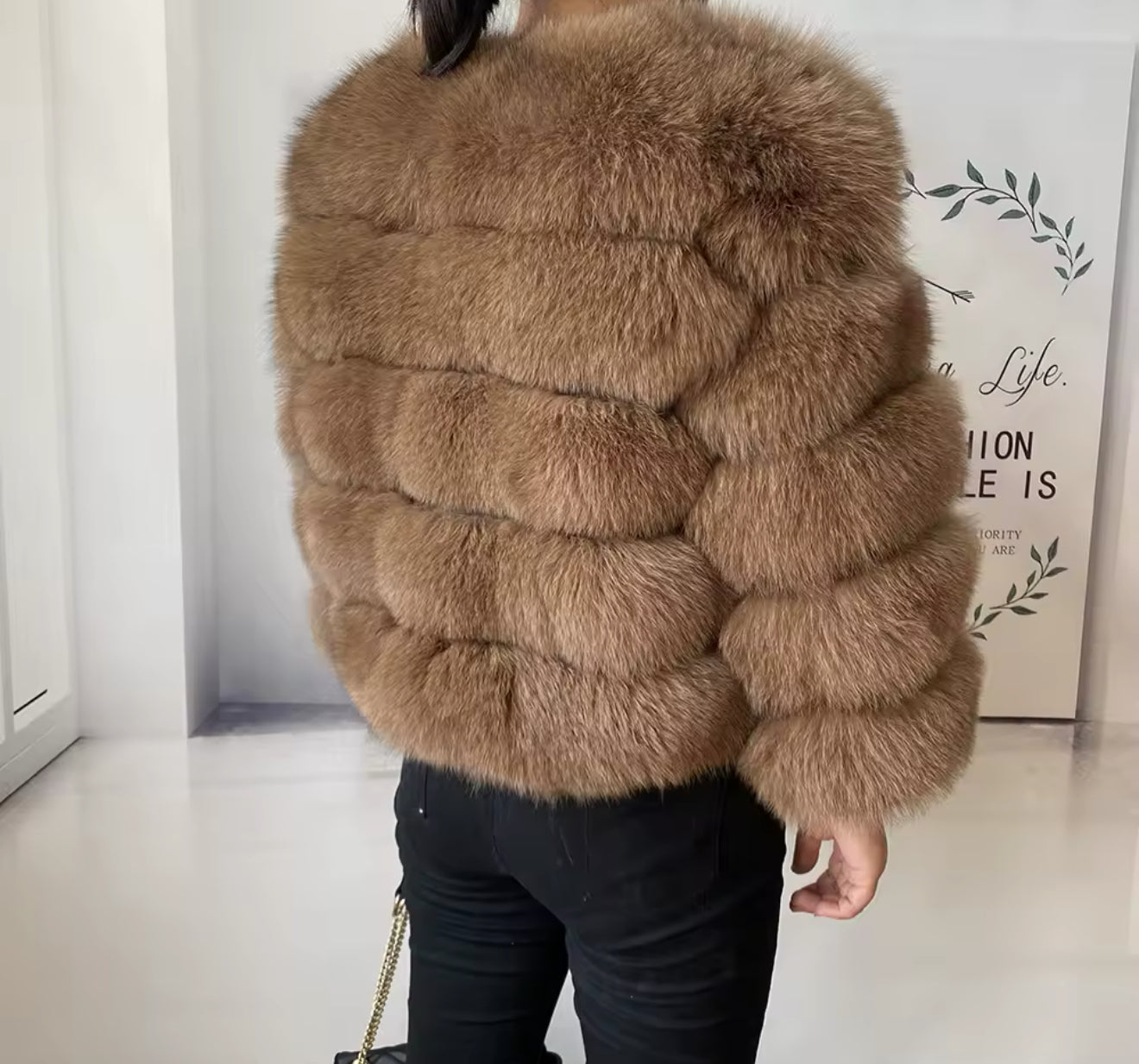 CARAMEL FOX FUR COAT