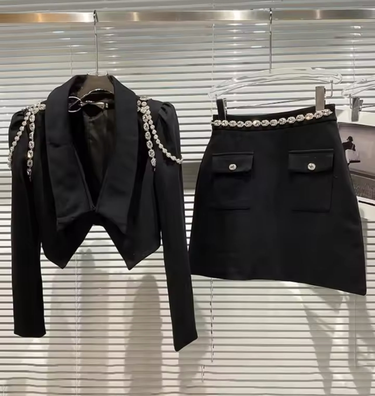 RHINESTONE BLAZER & SKIRT SET🖤