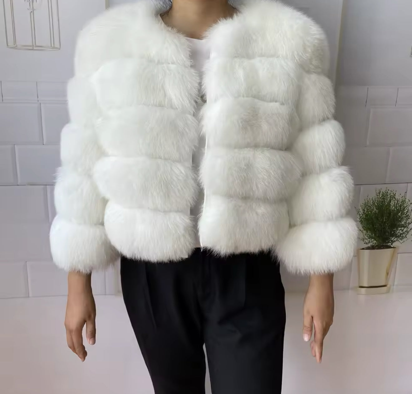 WHITE FOX FUR COAT