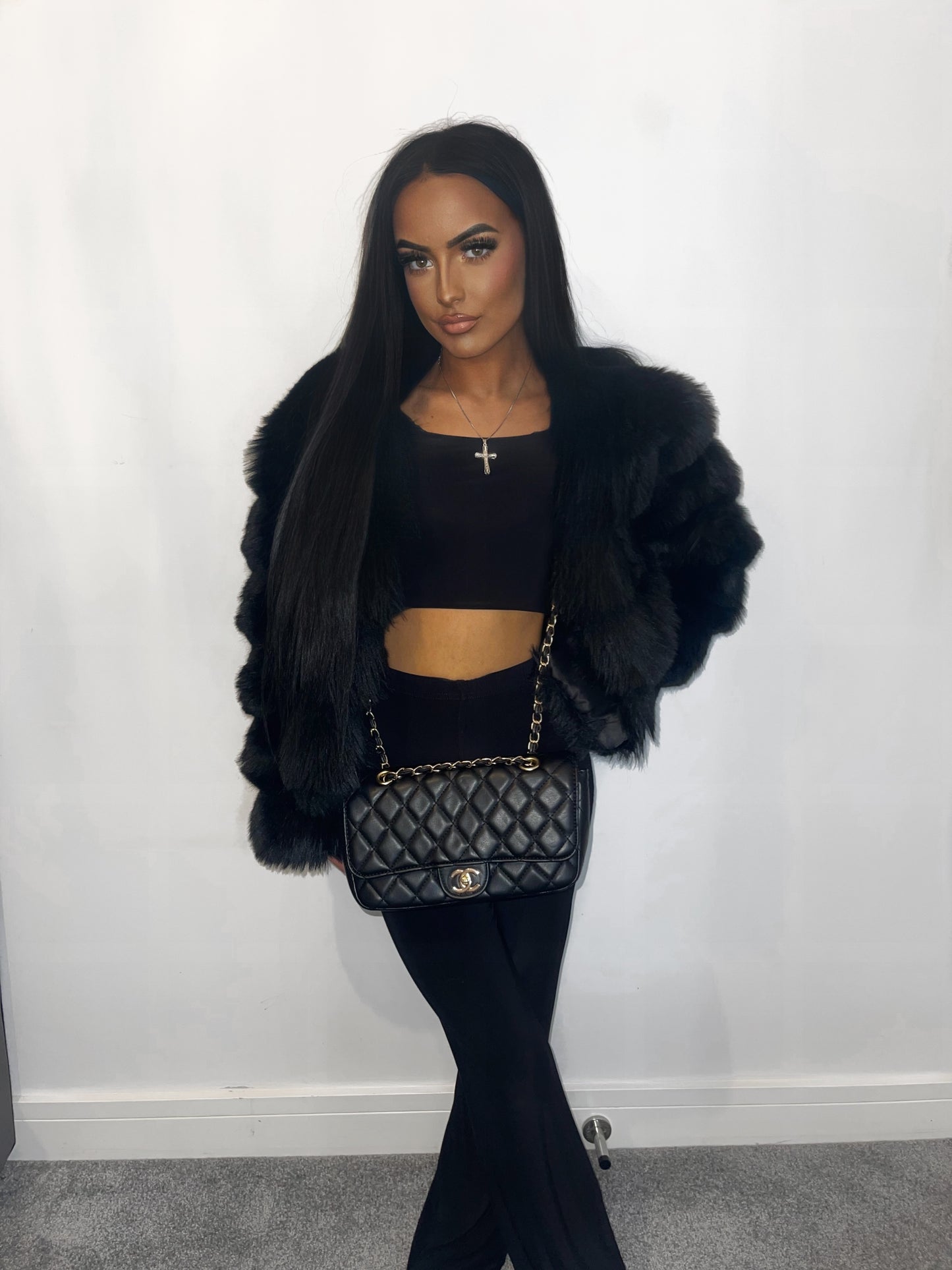 BLACK FRILL SHOULDER LOUNGEWEAR SET👸🏽🖤