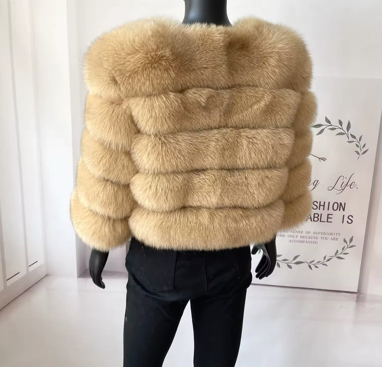 CREAM FOX FUR COAT