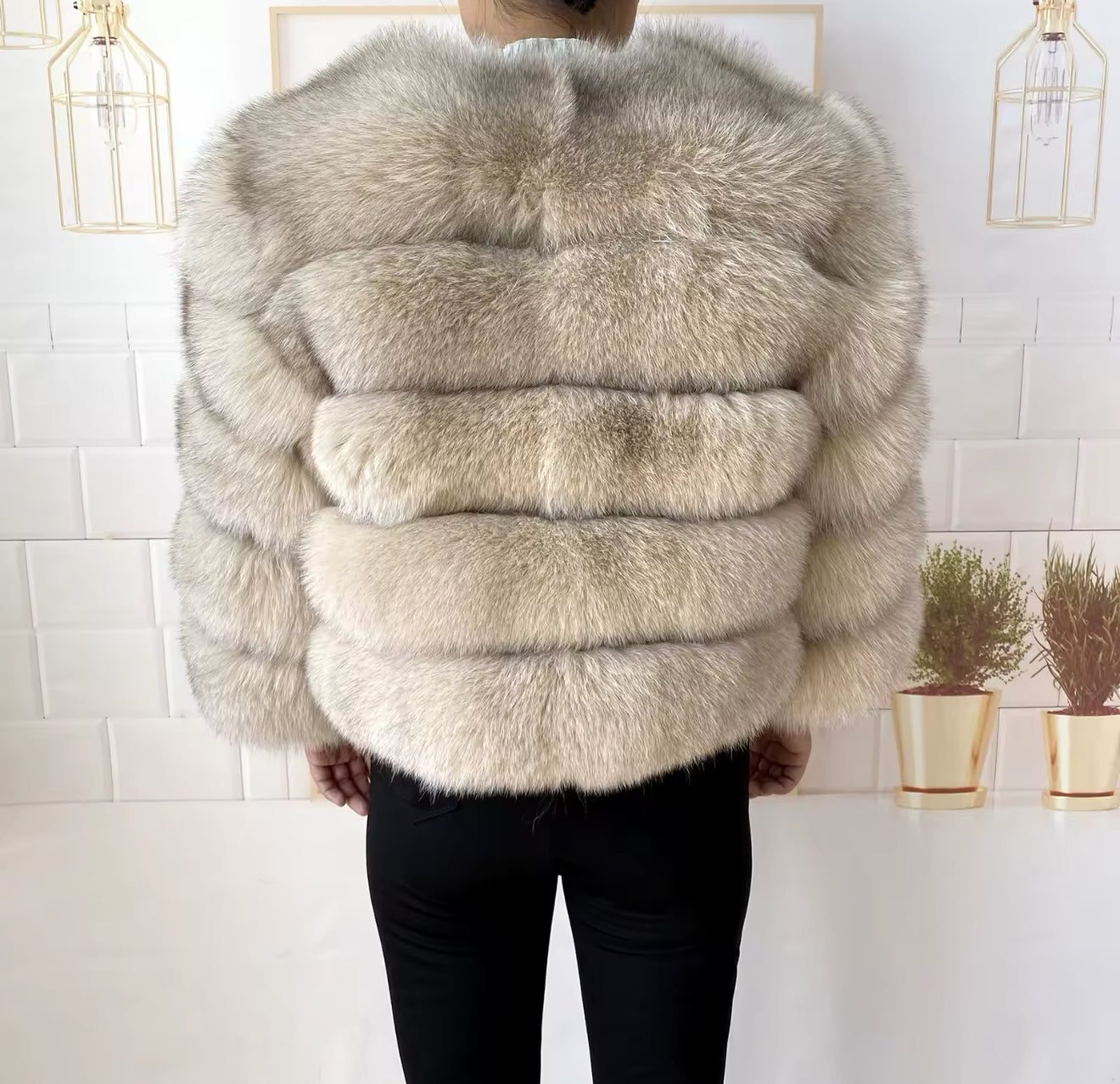 BEIGE FOX FUR COAT