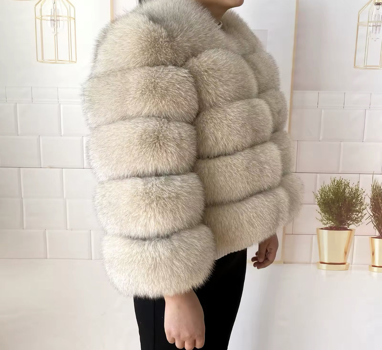 BEIGE FOX FUR COAT