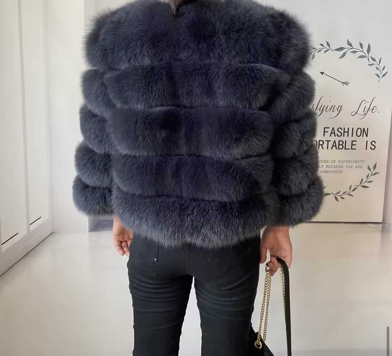 GREY FOX FUR COAT