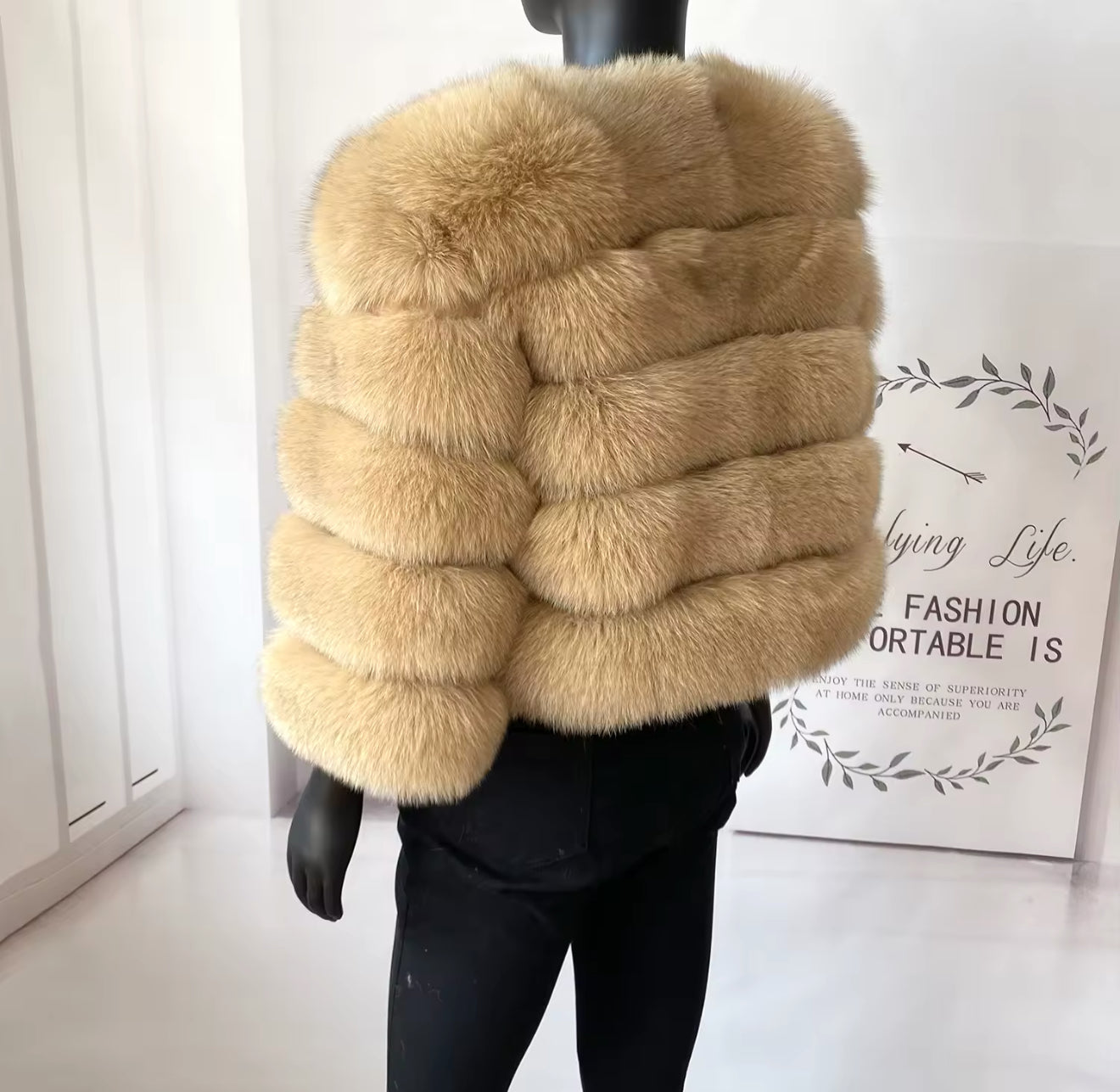 CREAM FOX FUR COAT