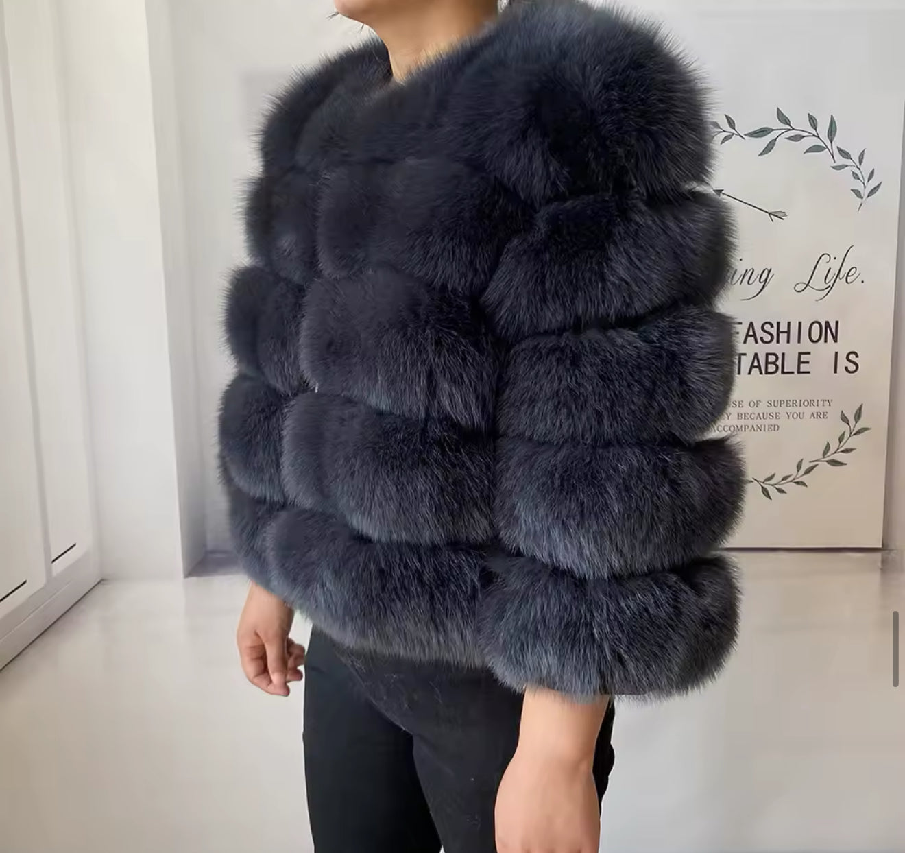 GREY FOX FUR COAT