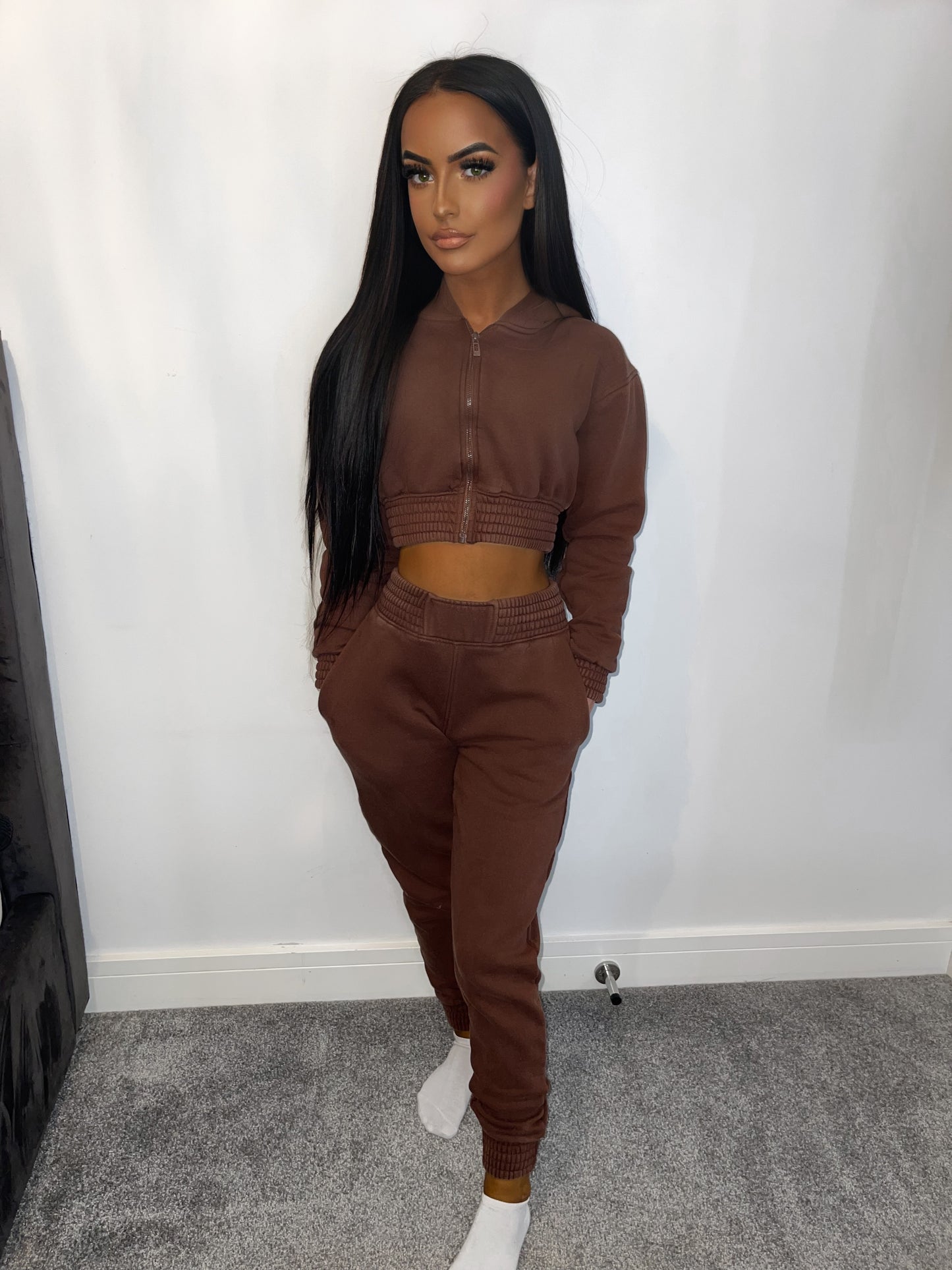 BROWN CROPPED TRACKSUIT🤎✨