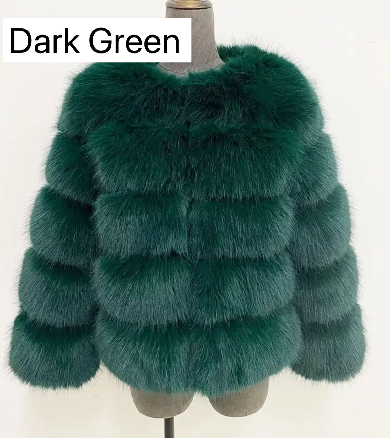 DARK GREEN FAUX FUR COAT🎀