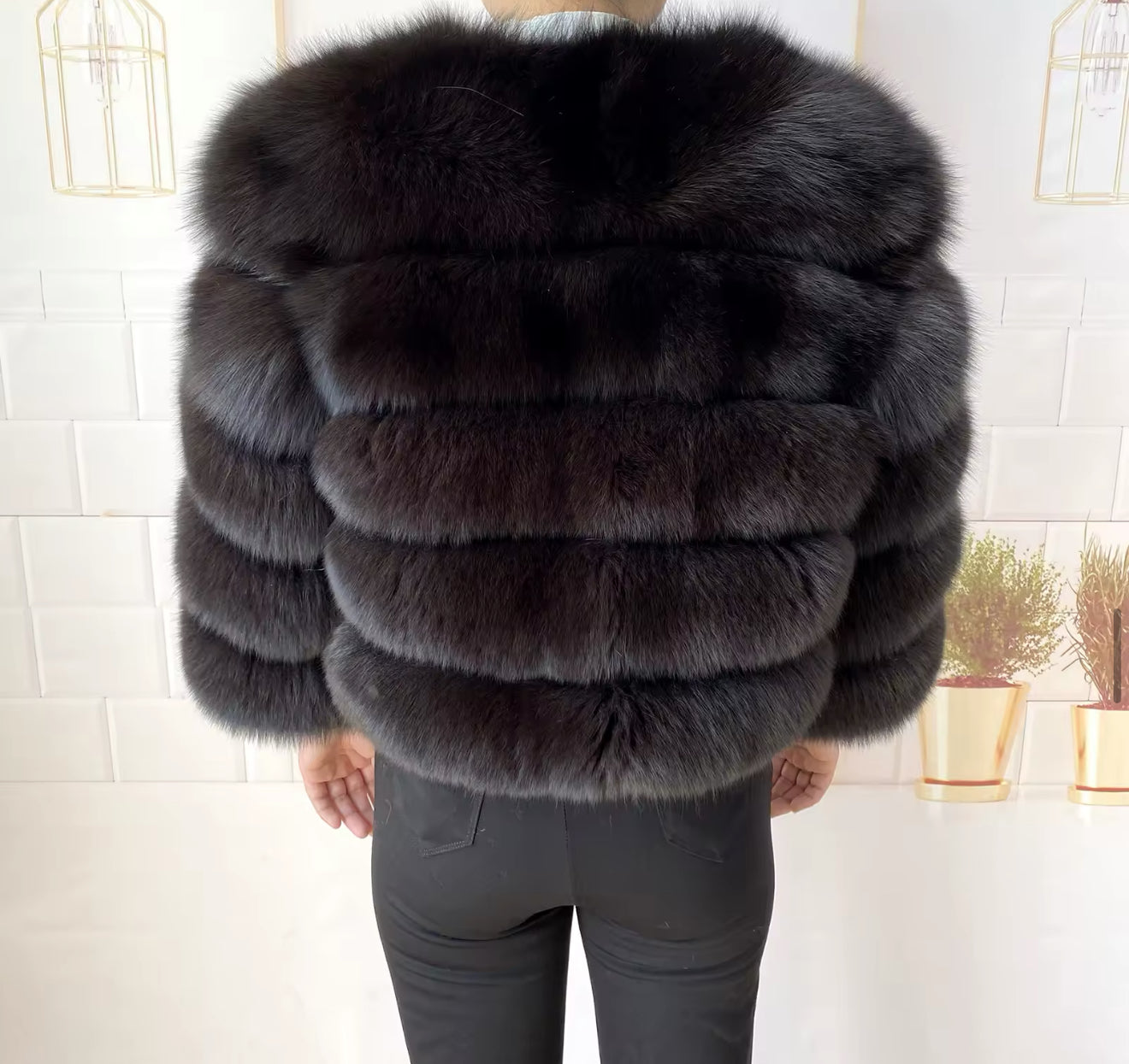 DARK BROWN FOX FUR COAT