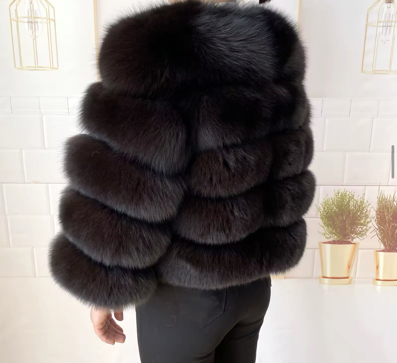 DARK BROWN FOX FUR COAT