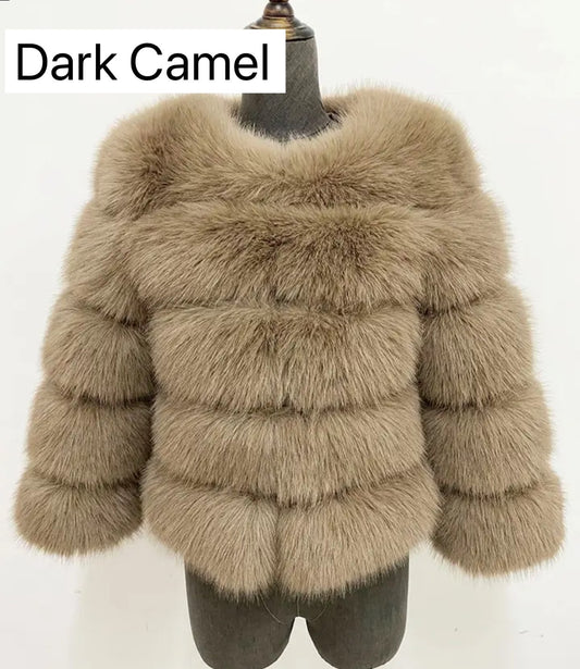DARK CAMEL FAUX FUR COAT🎀