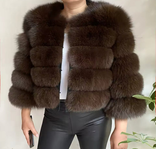 BROWN FOX FUR COAT