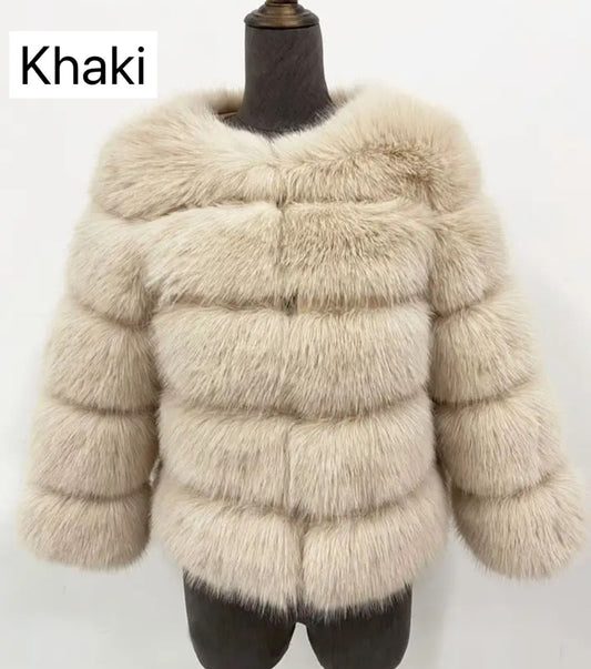KHAKI FAUX FUR COAT🎀