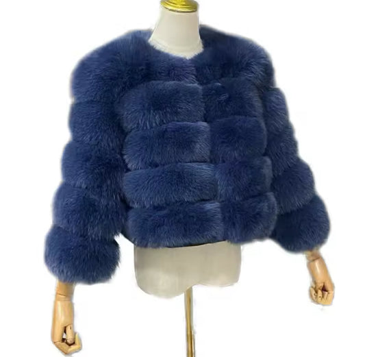 NAVY FOX FUR COAT