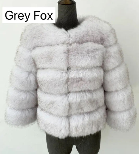 GREY FOX FAUX FUR COAT🎀