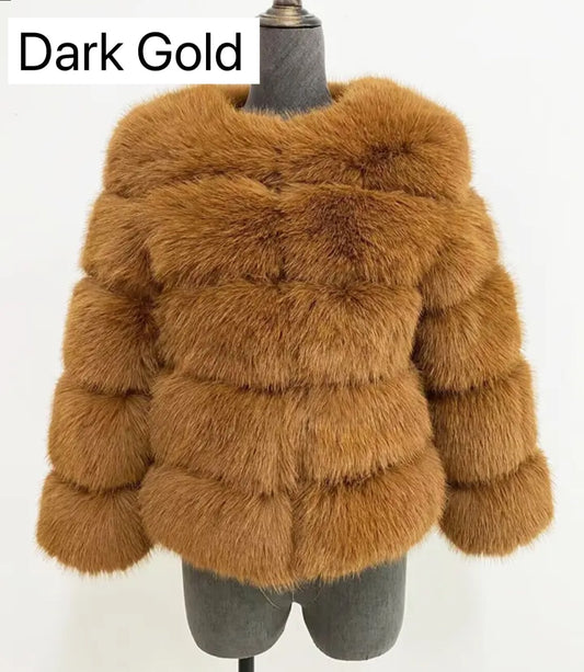 DARK GOLD FAUX FUR COAT🎀