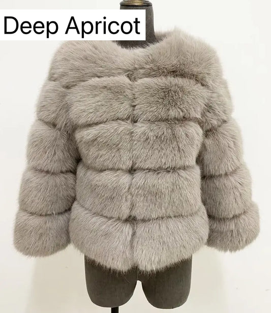 DEEP APRICOT FAUX FUR COAT🎀
