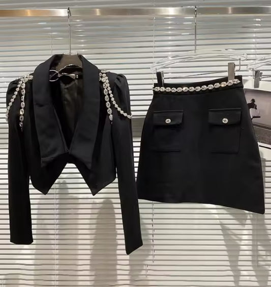 RHINESTONE BLAZER & SKIRT SET🖤