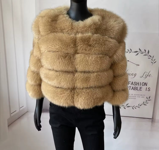 CREAM FOX FUR COAT