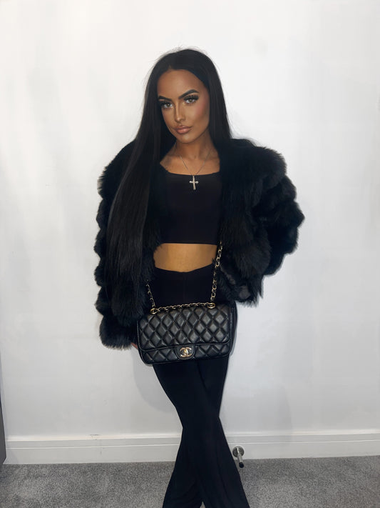 BLACK FRILL SHOULDER LOUNGEWEAR SET👸🏽🖤
