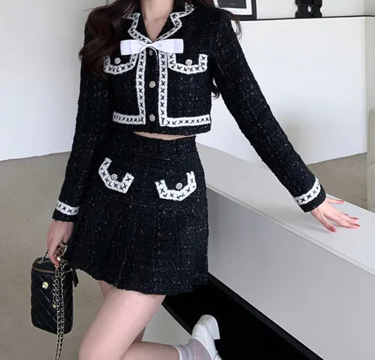 BLACK & WHITE BLAZER & SKIRT CO-ORD🖤