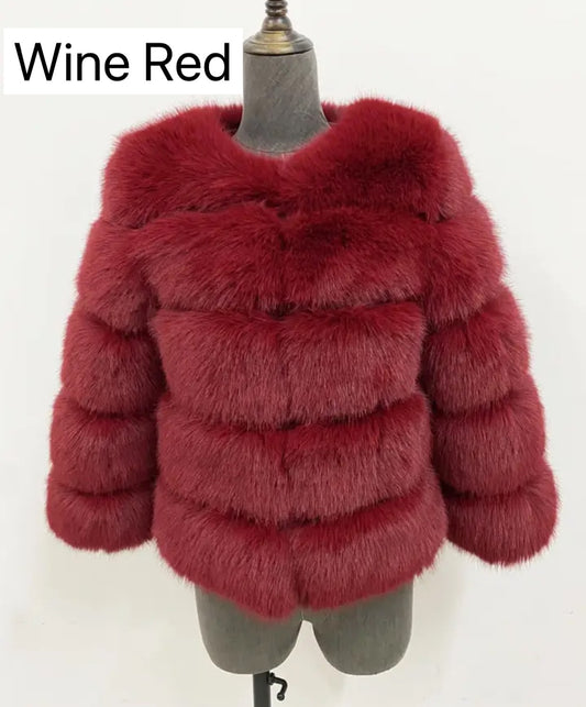 WINE RED FAUX FUR COAT🎀