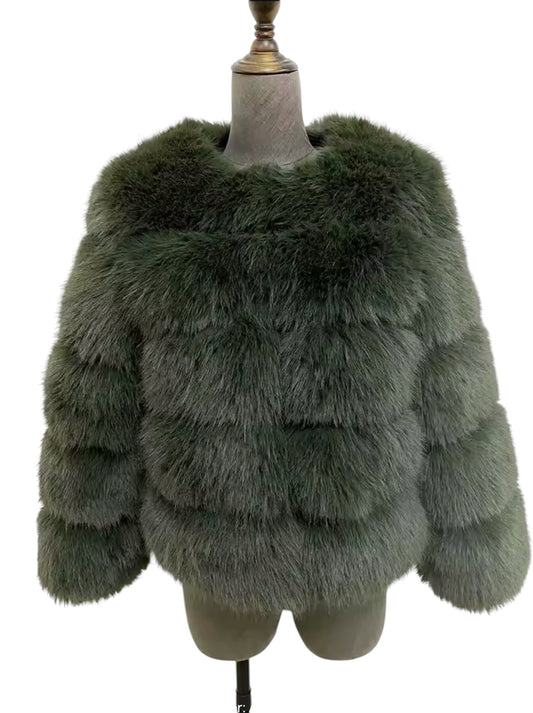 ARMY GREEN FAUX FUR COAT🎀