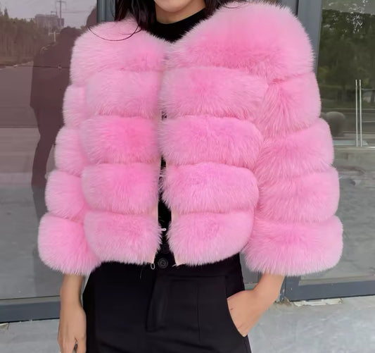 HOT PINK FOX FUR COAT