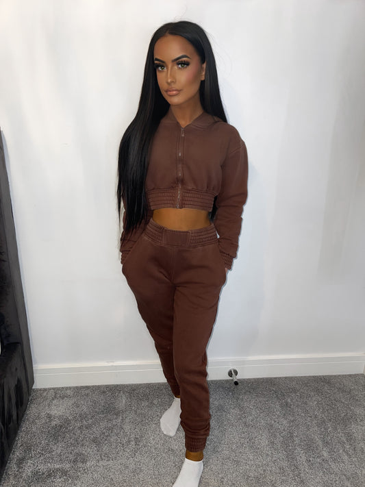 BROWN CROPPED TRACKSUIT🤎✨