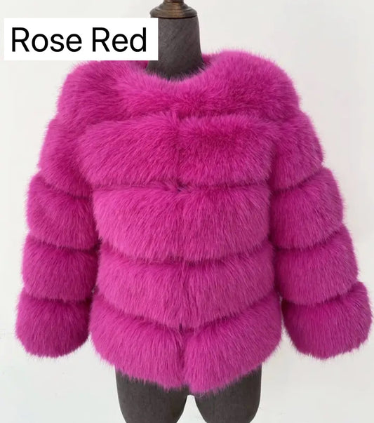 ROSE RED FAUX FUR COAT🎀