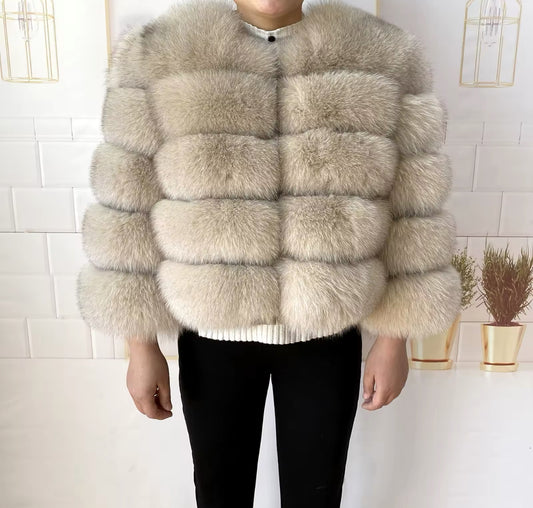 BEIGE FOX FUR COAT